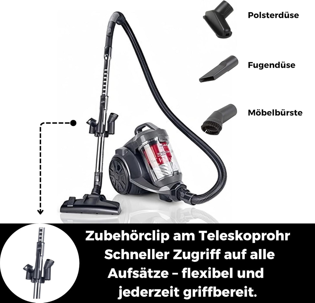 Fakir BL 240 Trend - Premium Staubsauger beutellos, Staubsauger HEPA 13, Langes Kabel und sehr stark