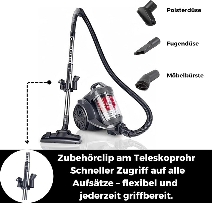 Fakir BL 240 Trend - Premium Staubsauger beutellos, Staubsauger HEPA 13, Langes Kabel und sehr stark