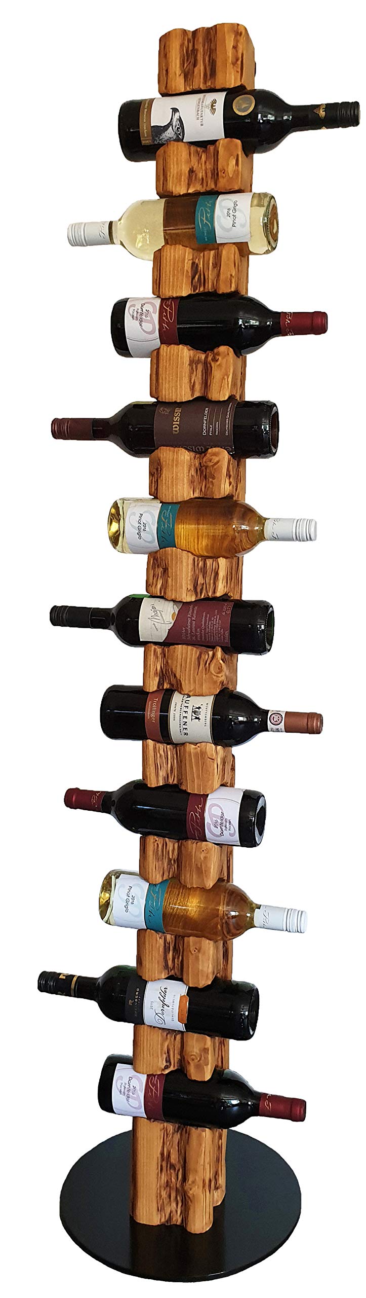 Wood & Wishes – Rustikaler Weinständer, Weinregal, Weinhalter aus massivem Holz; gefertigt in Handar