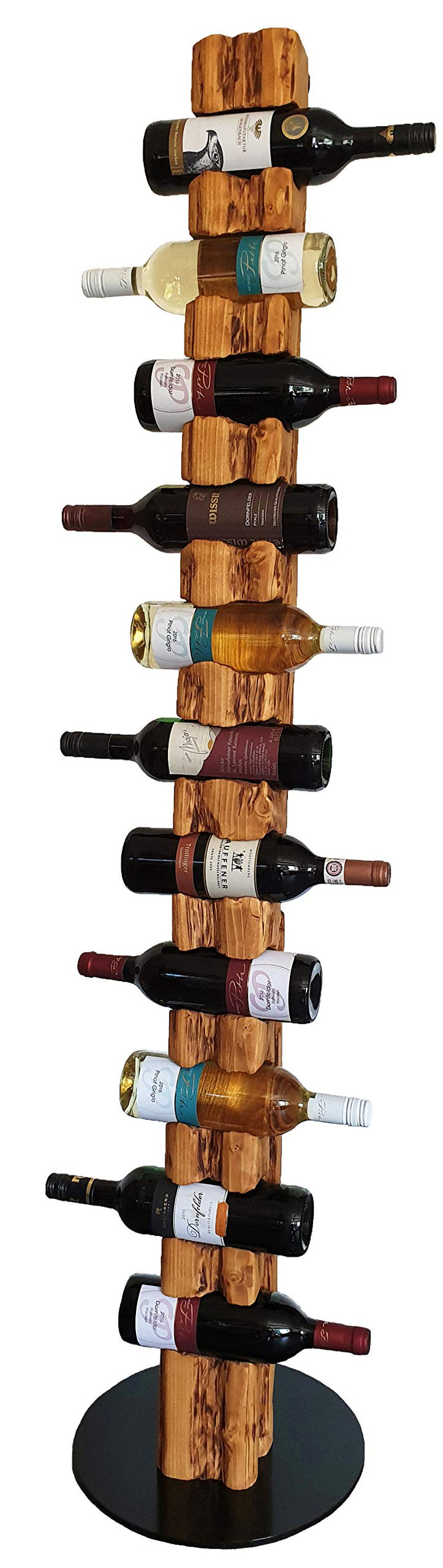 Wood & Wishes – Rustikaler Weinständer, Weinregal, Weinhalter aus massivem Holz; gefertigt in Handar