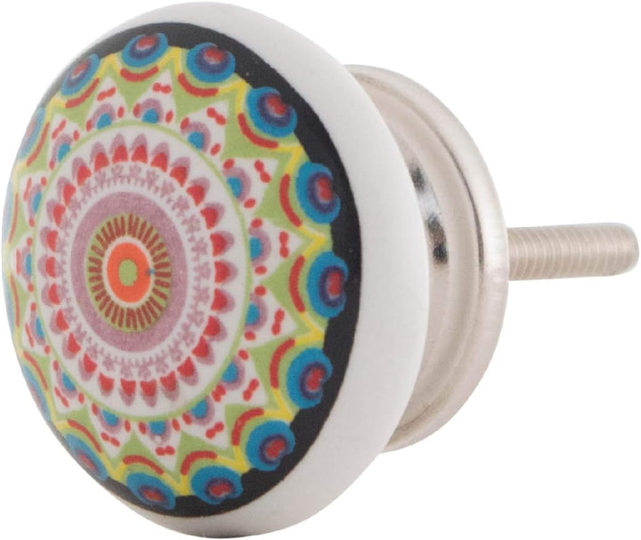 Knober Set 10 Stück Möbelknöpf Keramik Mandala Energy Shabby-Chic Schrankknöpfe Türgriff (1. Buntes