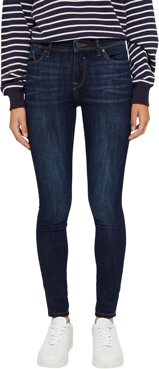 ESPRIT Damen Slim Low Jeans, 25W / 34L 901/Blue Dark Wash - New