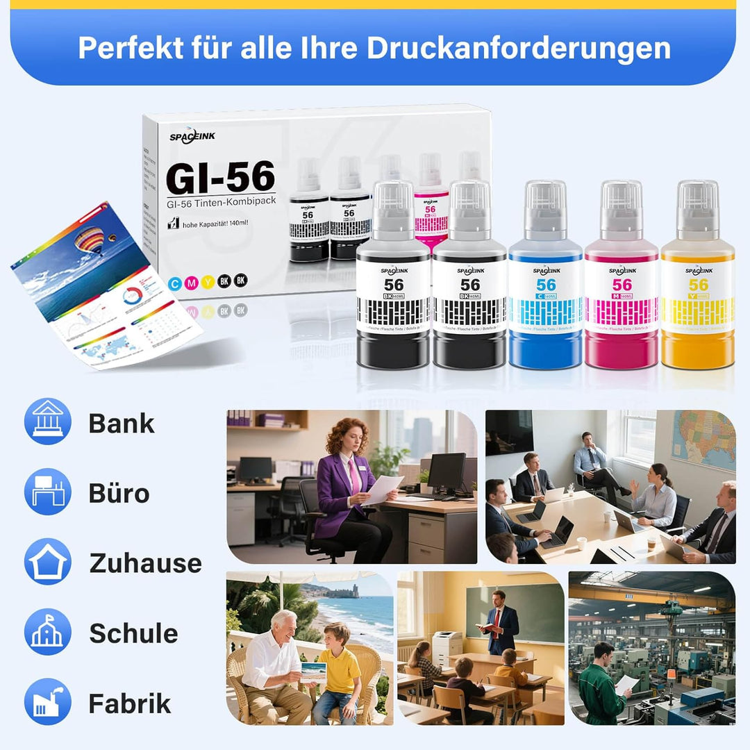 GI-56 Tintenflaschenset kompatibel mit Canon MAXIFY GX7050, GX6050, GX5050, GX4050, GX3050, GX5550,