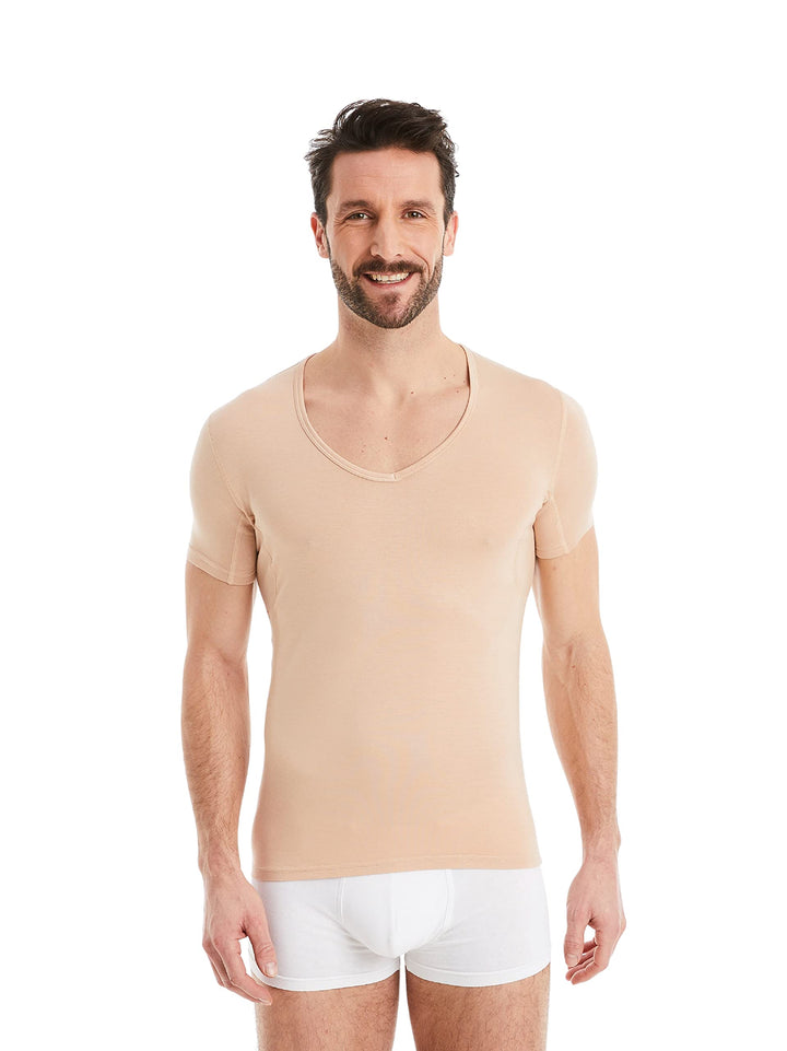 FINN Herren Funktions-Unterhemd mit V-Ausschnitt - Anti-Schweiss Shirt mit Einsätzen gegen Schweissf