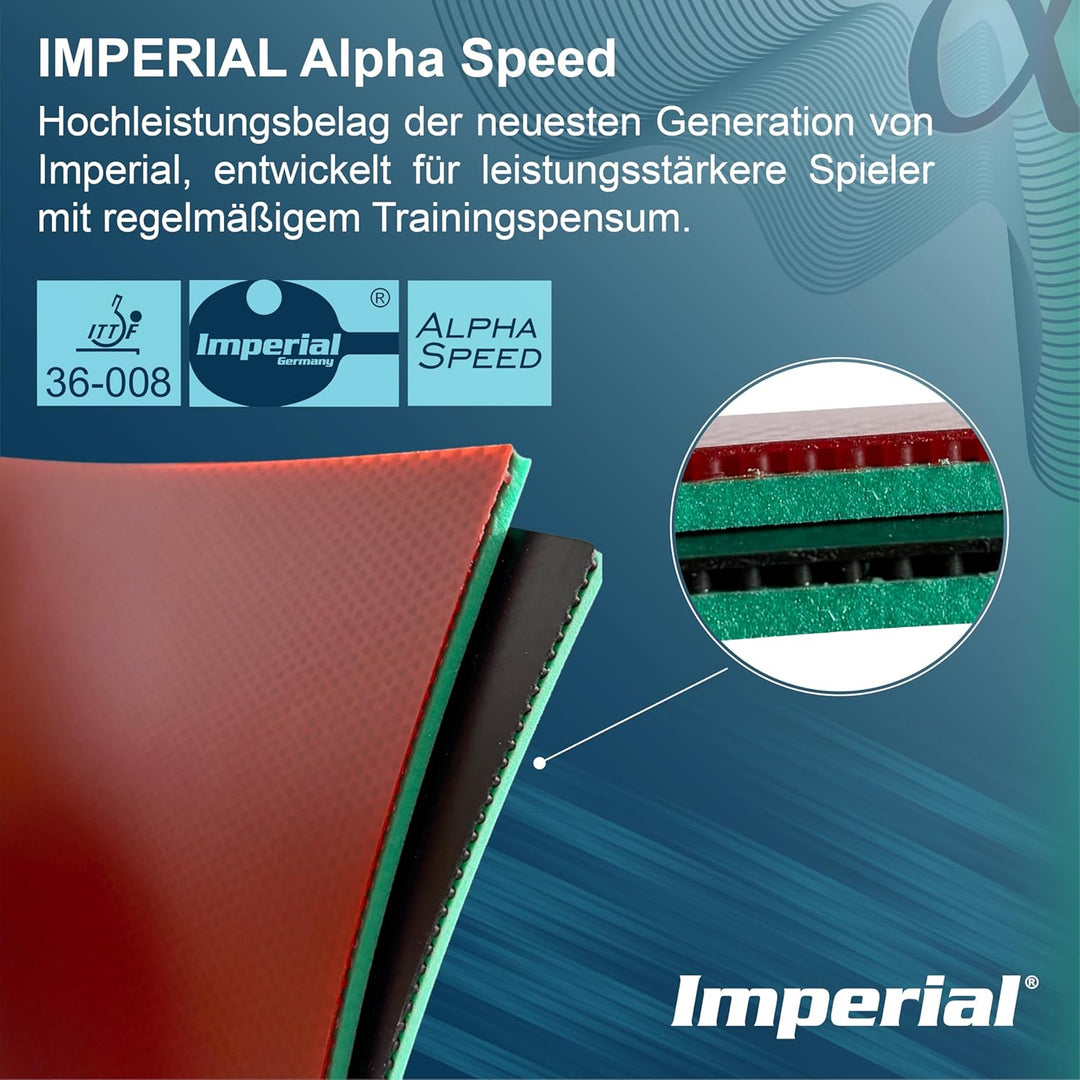 Imperial Alpha Speed | China Tischtennis Belag | Noppen innen | Offensiv | ITTF Zulassung Rot 2,1 mm