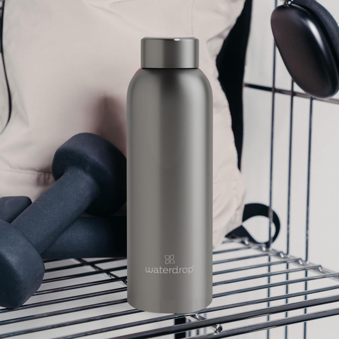 waterdrop® Edelstahl Trinkflasche 600ml - auslaufsichere Trinkflasche Kohlensäure geeignet & BPA fre