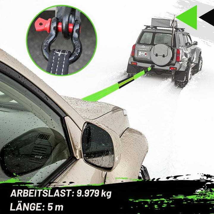 MAIKEHIGH Abschleppseil 5M x 5cm, 10 Tonnen (22,000 Lbs) Tow Rope Kit Für Off-Road Recovery mit 2 Ve