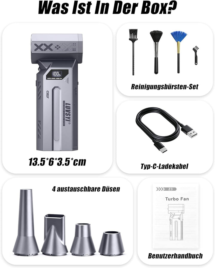 HAOFOYFUN Electric Air Duster, 150000RPM Elektrisches Staubgebläse Akku, 4-stufiges Hochleistungs-Lu