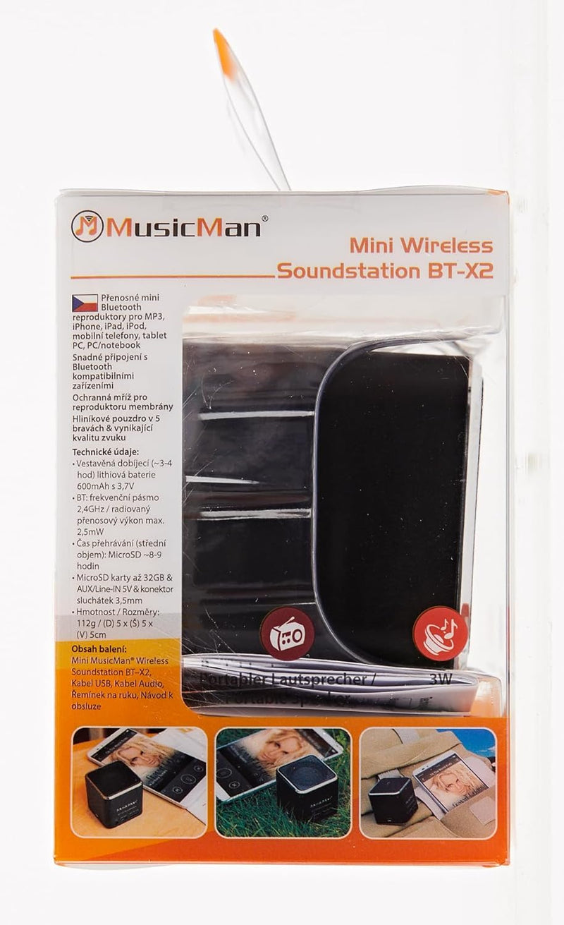 MusicMan mini Wireless Soundstation BT-X2 (MP3 Player, Bluetooth) schwarz Musicman BT-X2 Single Schw