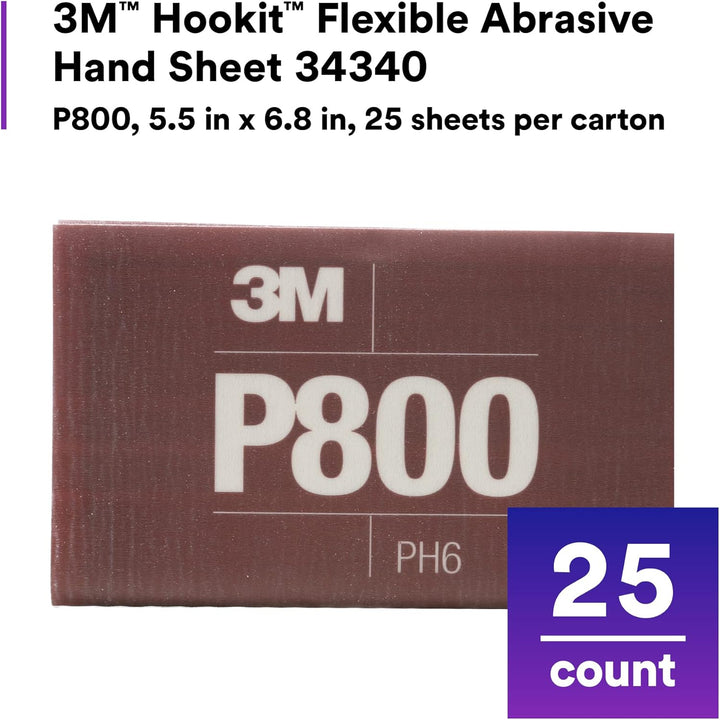 3M Hookit Flexible Schleifmittel 270J, 34340, P800, 14 x 17,3 cm, 25 Blatt pro Karton Number of item