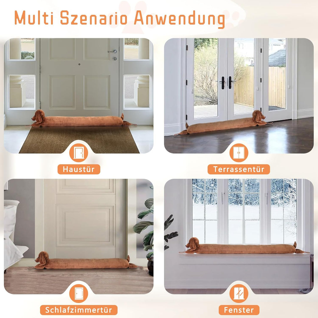 Zugluftstopper für Türen, 82cm Schwerer Türzugstopper Zugluftstopper für Fenster Dachshund unter der