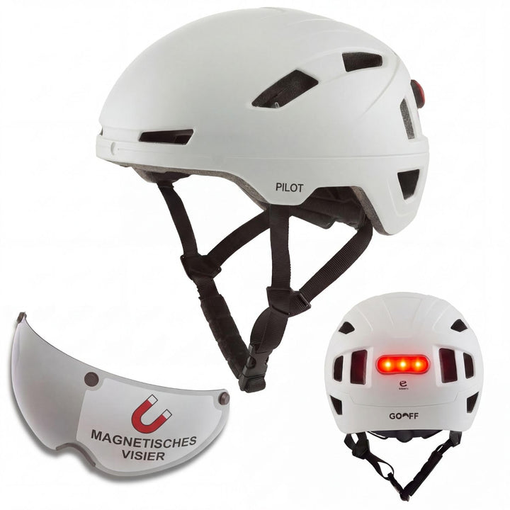 fahrradhelm weiß mit licht GOOFF Pilot S-Pedelec Helm
