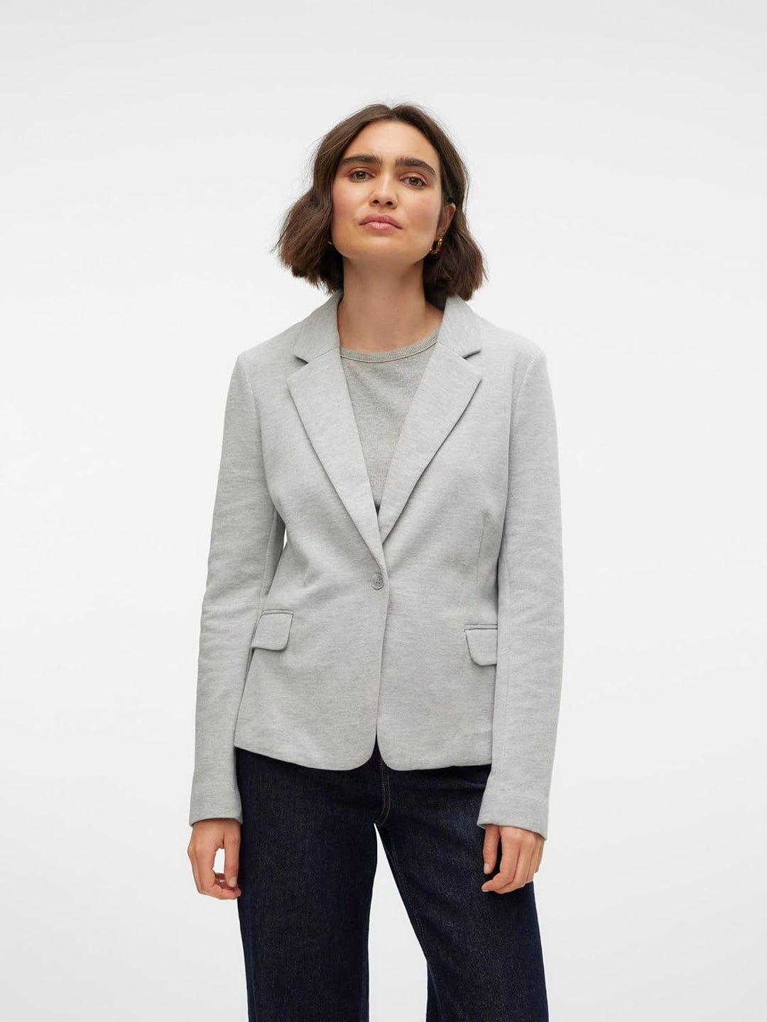VERO MODA Female Einreihiger Blazer VMJULIA Blazer 34 Light Grey Melange, 34 Light Grey Melange