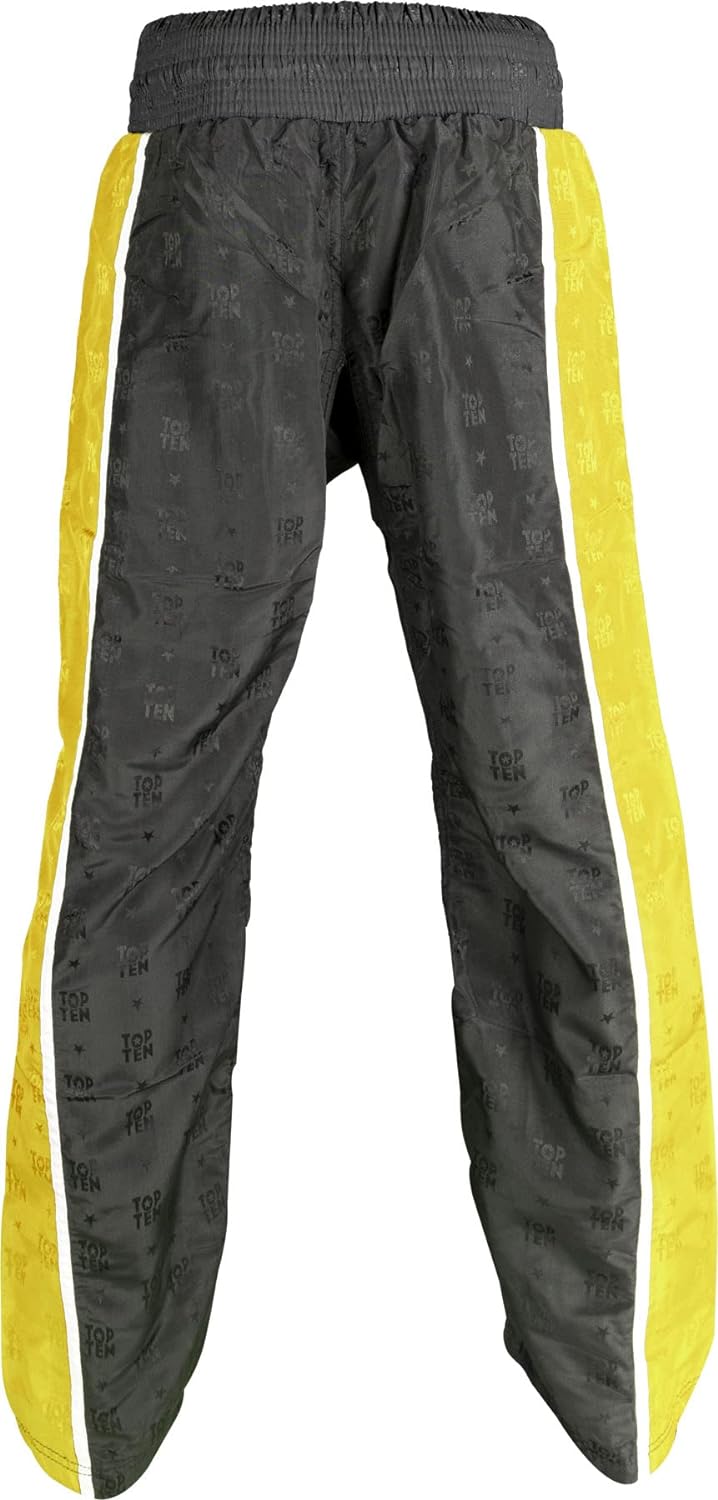 TOP TEN Kickboxhose „Stripes“ XL Schwarz - Gelb, XL Schwarz - Gelb