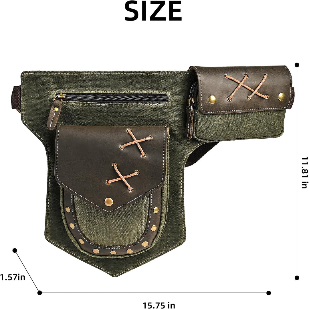 Herren Canvas + Leder Motorrad Reiten Tasche Beinbeutel Beintasche Aussenbeintasche Hüfttasche Drop