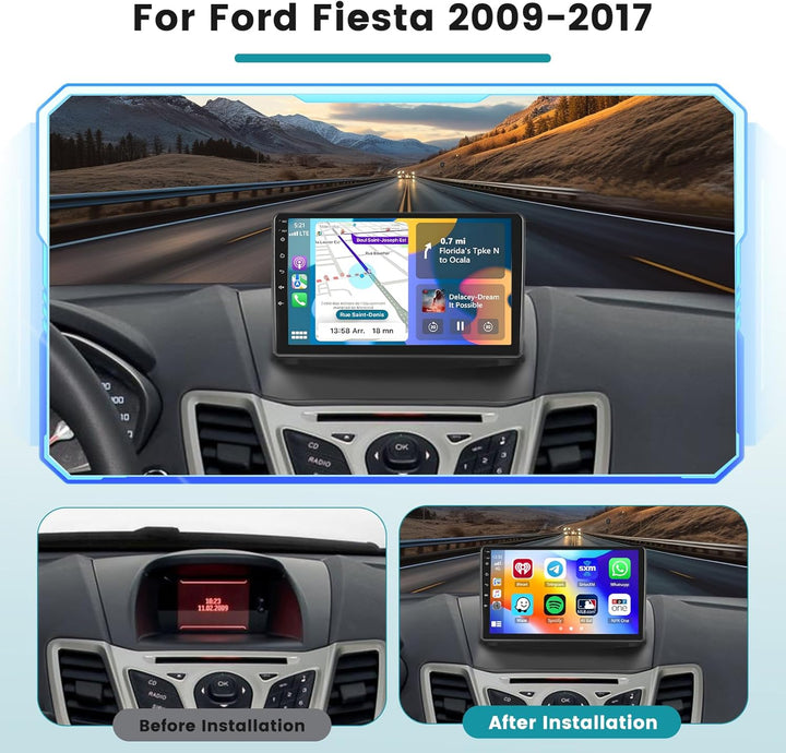 Hikity 2G 64G Android 15 Autoradio Für Ford Fiesta MK6 2009-2017 mit Wireless Carplay Android Auto,9