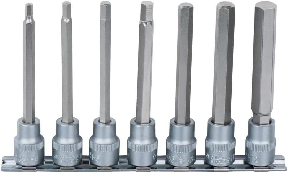 KS Tools 922.3897 7 6-kant Steckschlüsseleinsätze Schraubendreher Langschiene 3/8-12 mm 4 Stück