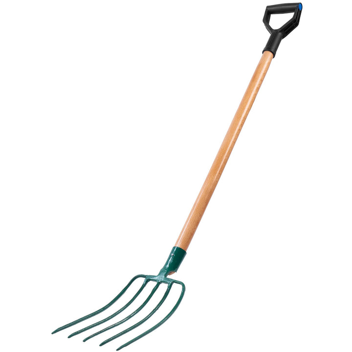 KADAX Heugabel aus Stahl, Gabel mit langem Stiel aus Holz, Forke, Gartenforke, Spatengabel, Grabegab