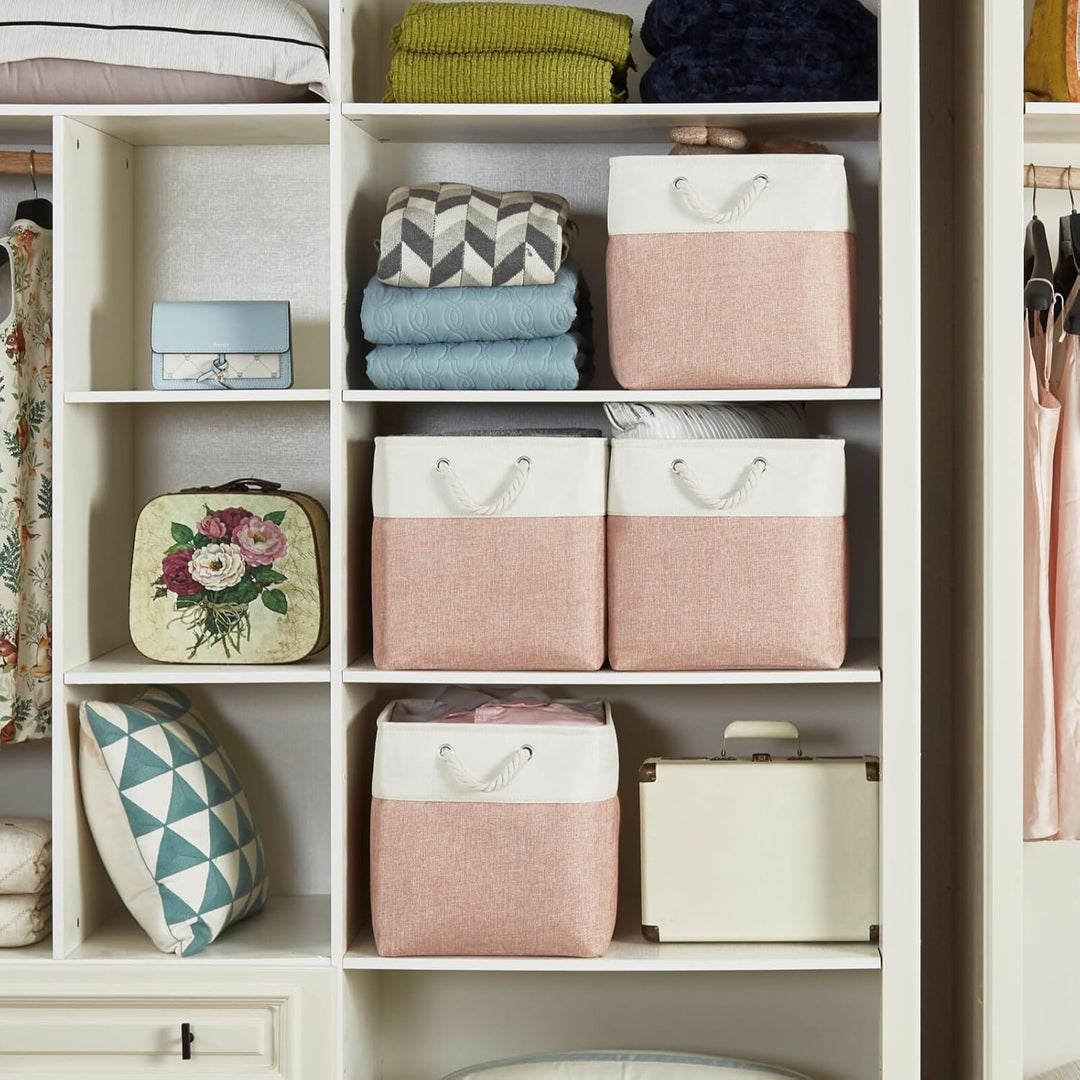Mangata Aufbewahrungsbox Stoff,(25x25x25cm) Aufbewahrungskorb, Korbe Stoff in Würfel für Schrank, Re