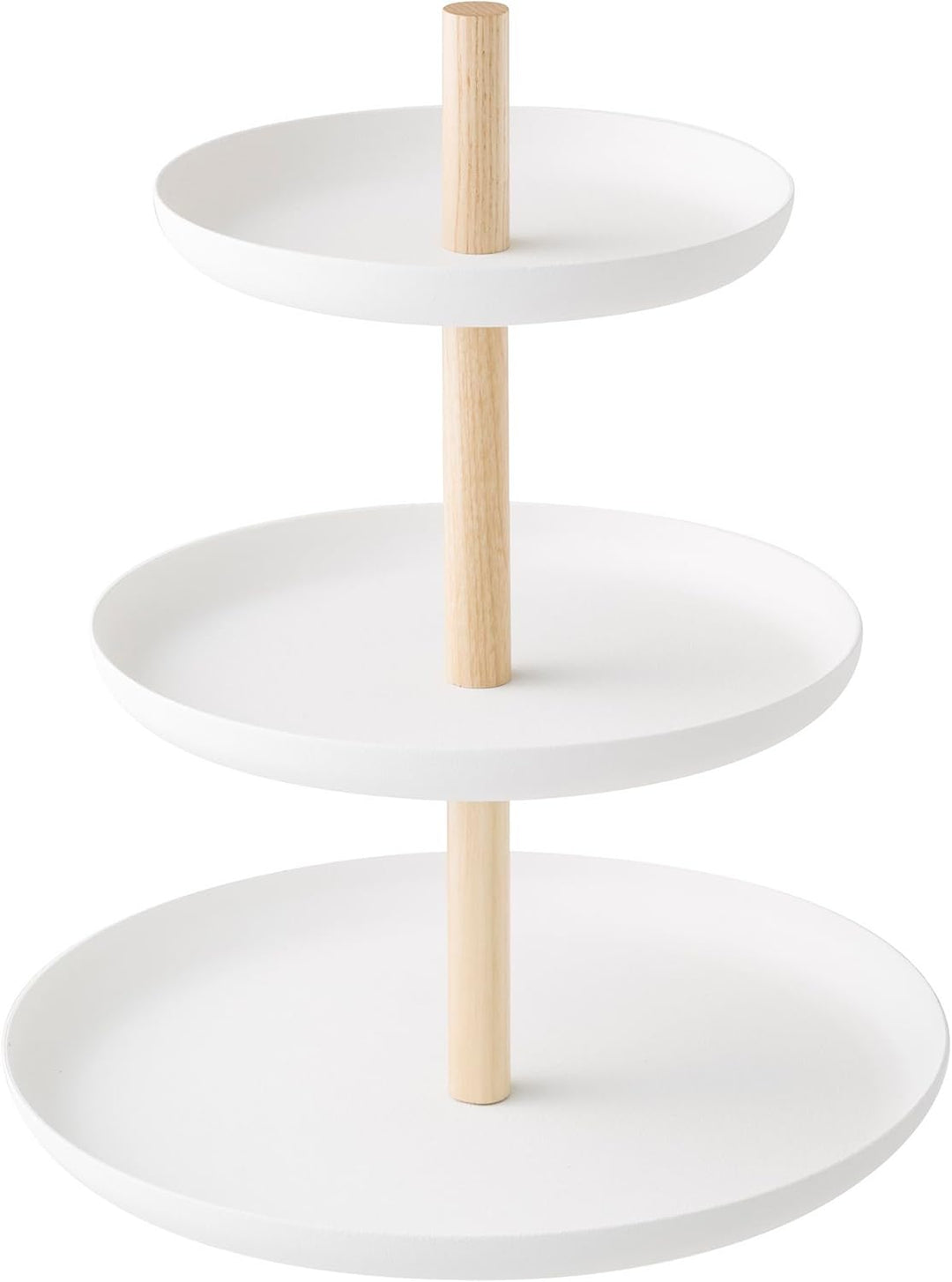 YAMAZAKI Tosca' 2419 3-stufiger Dessertständer für Wohnzimmer, Küche, Stahl, Holz, Weiss, L B 20 x H