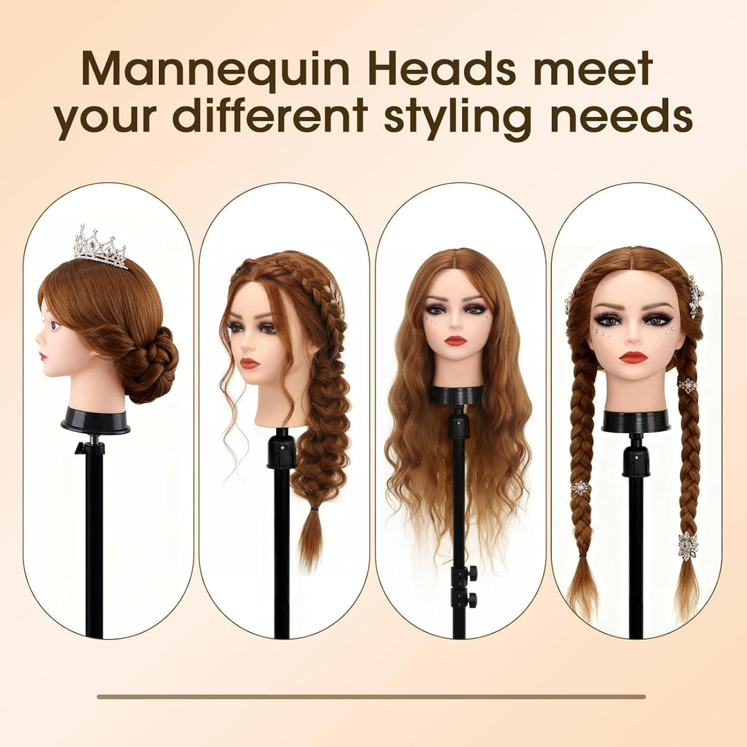 TopDirect 60cm/23.5 Zoll 80% Echthaar Haar Frisierkopf Schminkpuppe Kopf, Bilden Make-up Friseur Übu
