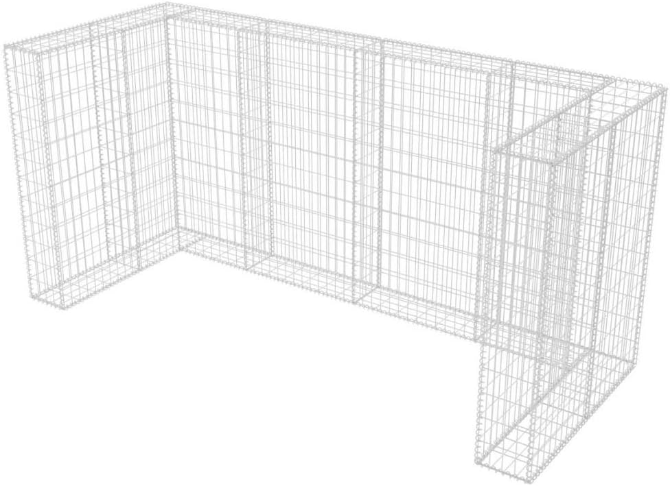 Festnight Gabione Mülltonnenbox Mülltonnenverkleidung für 3 Mülltonnen U-förmig 250 x 100 x 120 cm S