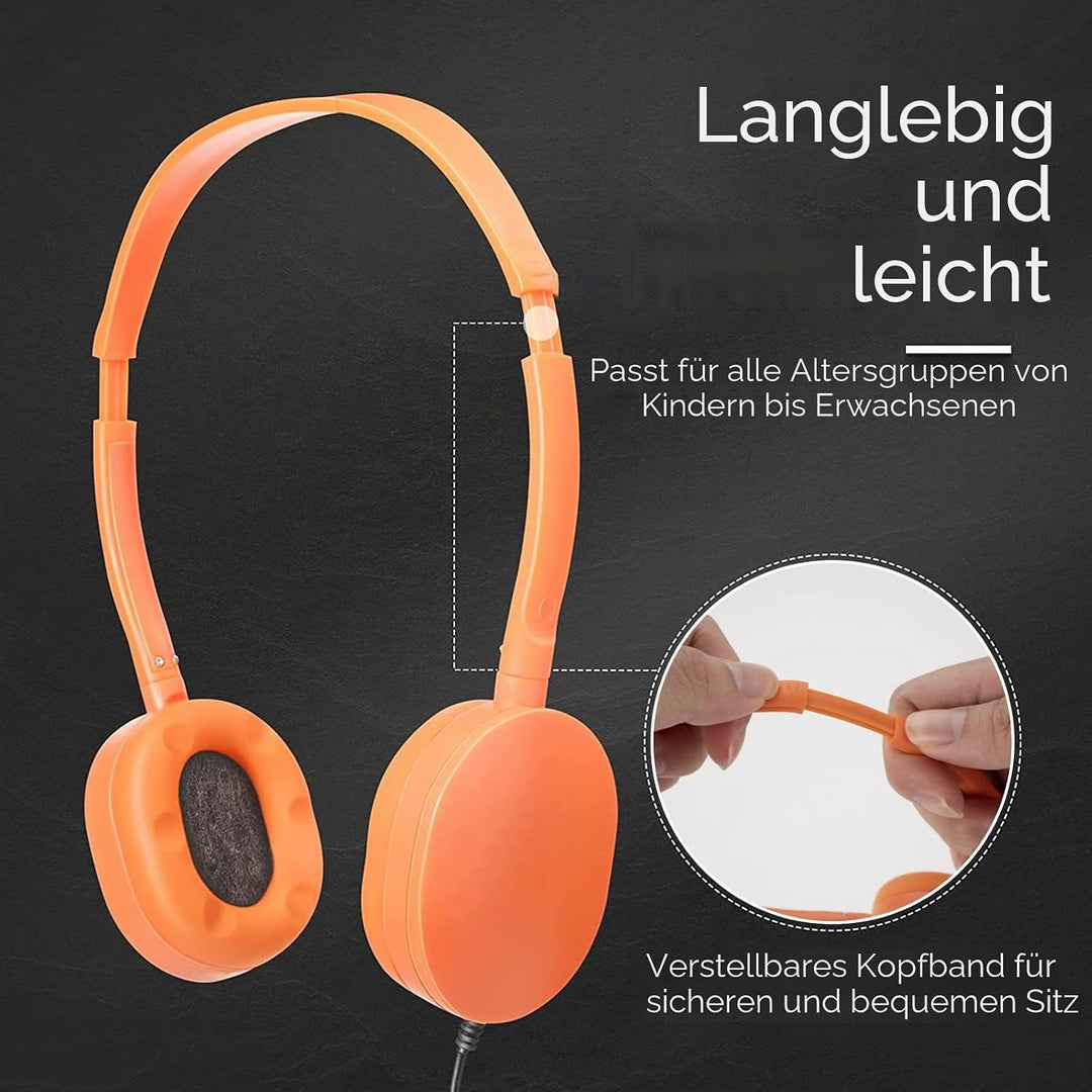 GEEKRIA Kabelgebundene Kopfhörer für Klassenzimmer, verstellbare On-Ear-Kopfhörer, Kinder-Headset fü
