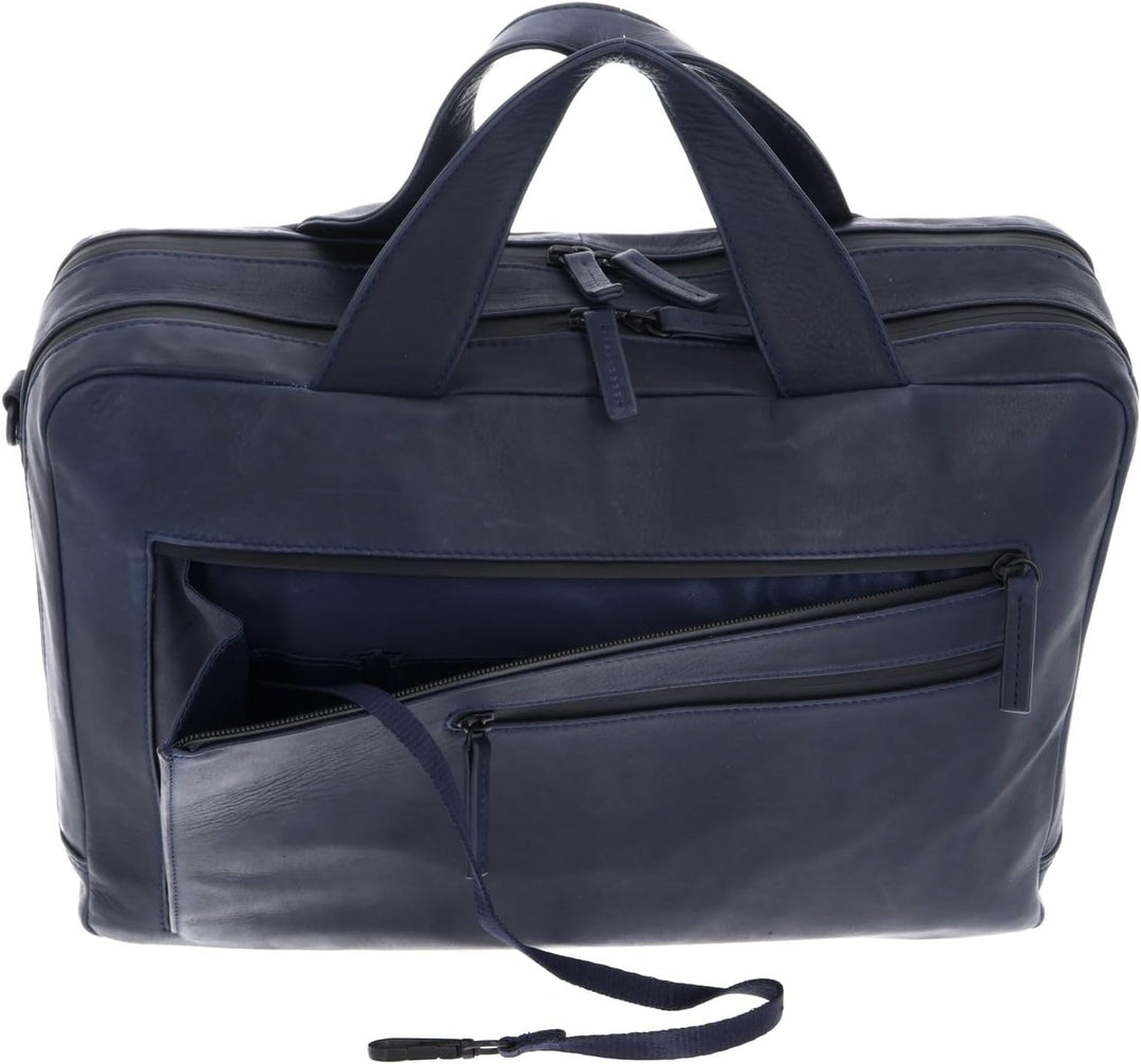 Leonhard Heyden Den Haag - Aktentasche 2 Fächer Leder 15" 40 cm Blau, Blau