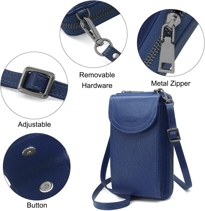 Handytasche zum Umhängen RFID Schutz Geldbeutel Damen Handy Umhängetasche Leder Viele Fächer Handy S