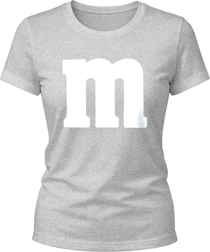 MoonWorks® Damen T-Shirt Gruppen-Kostüm M Aufdruck Kostüm Fasching Karneval Verkleidung Grau-melange