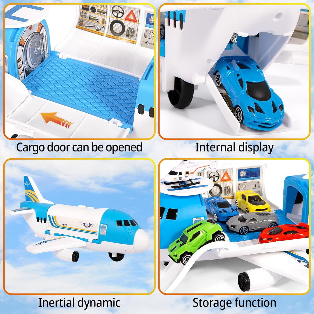 23 in 1 Transport Flugzeug Spielzeug,Flugzeug Spielset,Flugzeug Spielzeug Kinder,Auto Spielzeug Kind