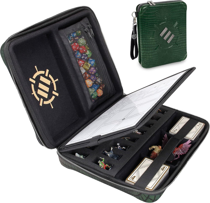 ENHANCE RPG-Organizer-Etui, Sammleredition – DND-Ordner mit integriertem Charakterbogenhalter, Würfe