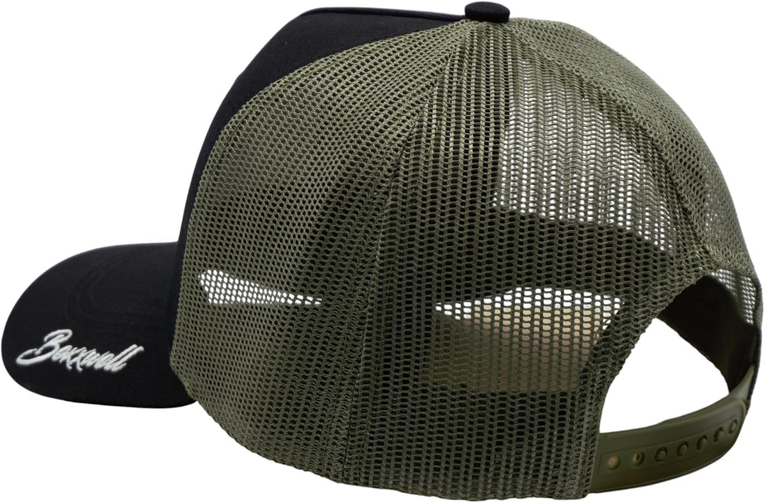 Bexxwell Trucker Cap schwarz mit Logo-Patch (optimale Passform, Kappe, Black, Truckercap, Logo, Cap,