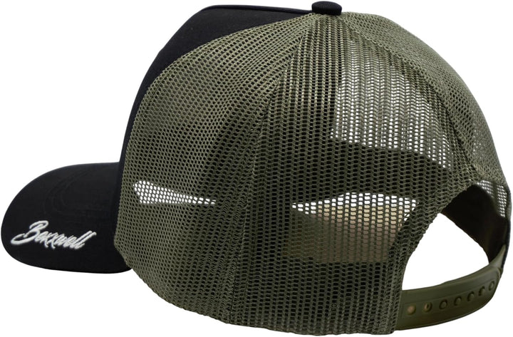 Bexxwell Trucker Cap schwarz mit Logo-Patch (optimale Passform, Kappe, Black, Truckercap, Logo, Cap,