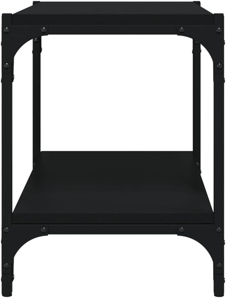 homiuse TV-Schrank Schwarz 60x33x41 cm Holzwerkstoff und Stahl TV Board Fernsehschrank Fernsehtisch