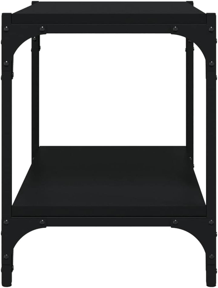 homiuse TV-Schrank Schwarz 60x33x41 cm Holzwerkstoff und Stahl TV Board Fernsehschrank Fernsehtisch
