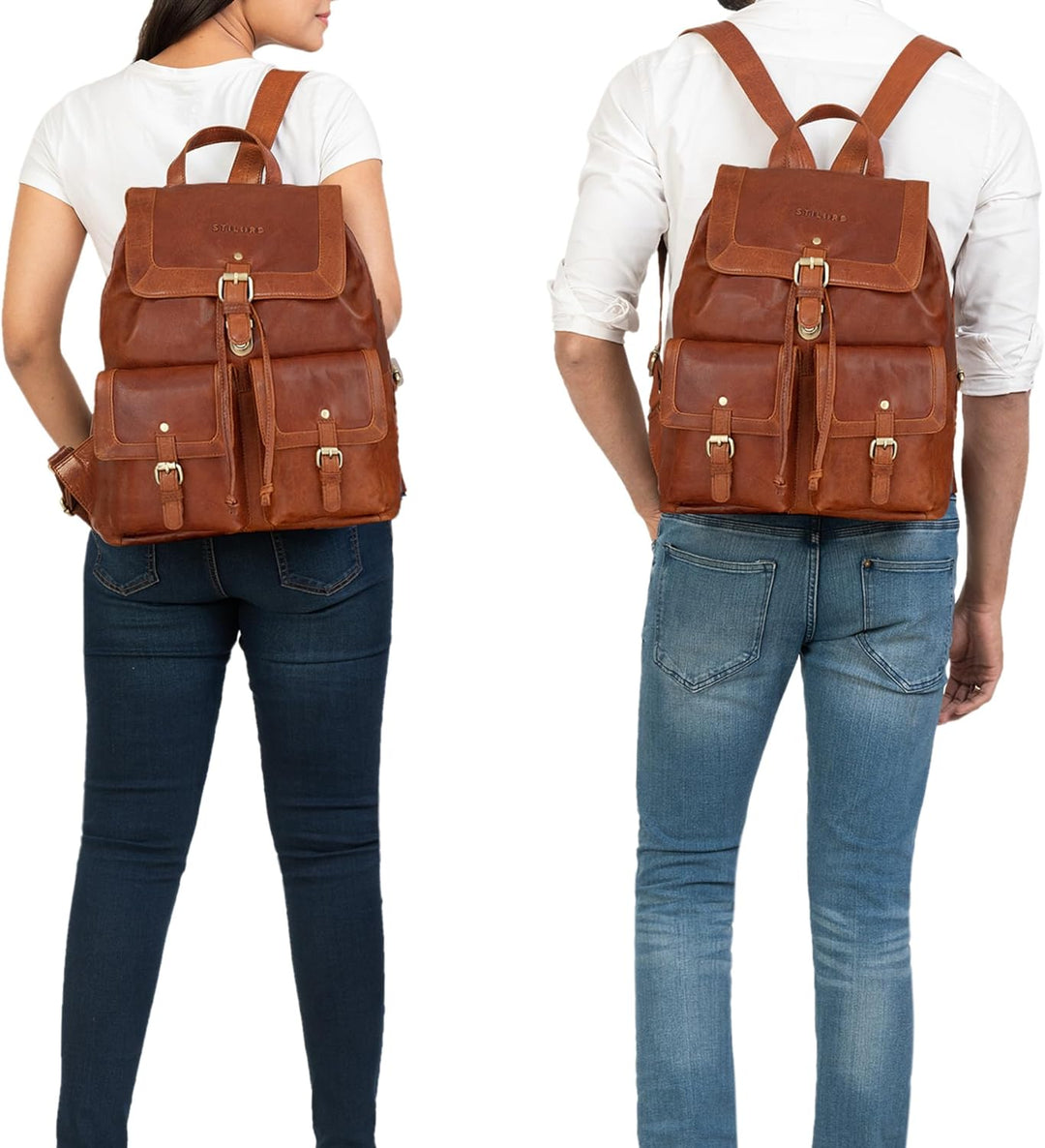 STILORD 'Nora' Grosser Lederrucksack Vintage Hochwertiger Daypack 13.3 Zoll Rucksack-Handtasche für