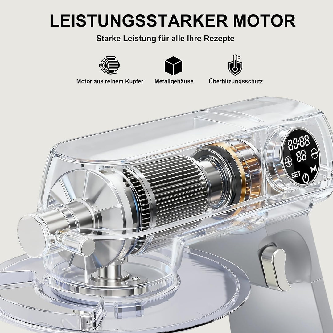 Camic Küchenmaschine 1800W, 8L Knetmaschine aus Vollmetall mit 10 Stufen, digitaler Touchscreen, Tim