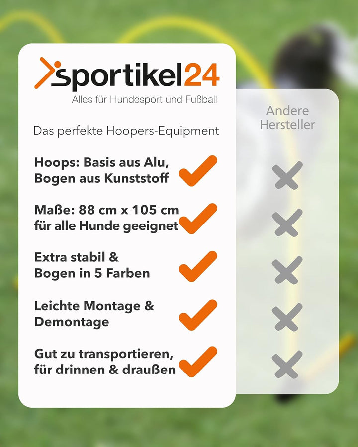 Hoopers Hoop mit Aluminiumfüssen und flexiblem Steckbogen, stabil & VDH-konform, Bogenfarbe Weiss, w