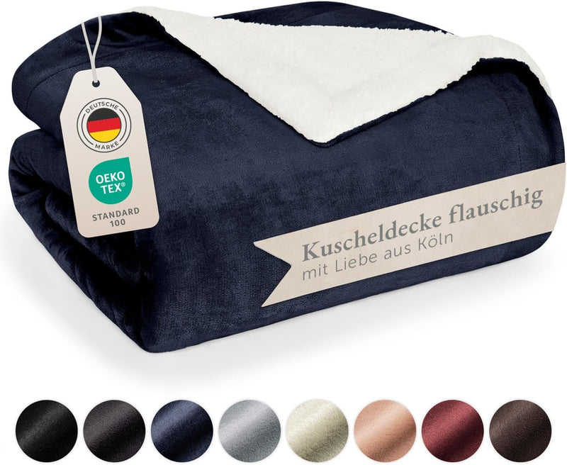 Blumtal Premium Sherpa Kuscheldecke 150 x 200 cm - warme Decke Oeko-TEX® zertifizierte Dicke Sofadec