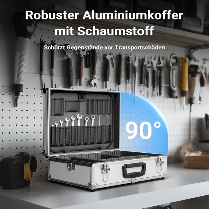 Wiltec Alu Universalkoffer 46x33x15,2 cm, Alubox abschliessbar für Aufbewahrung und Transport von We