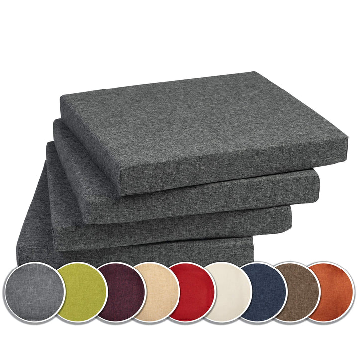 sunnypillow 4er Set Stuhlkissen mit Bindebänder - 40 x 40 x 3 cm - Sitzkissen Outdoor für Stühle/Bän