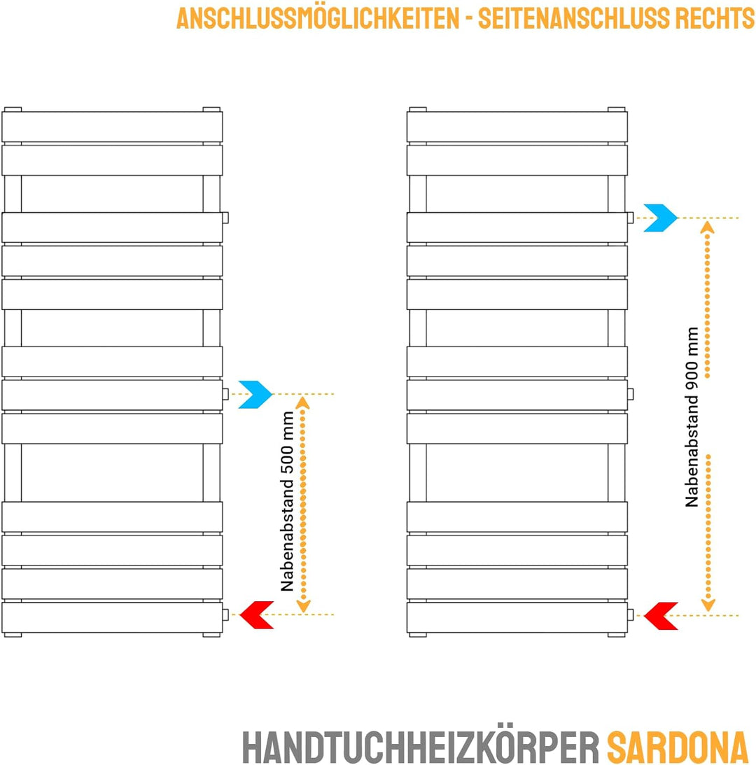 WITEN&NOCK Designheizkörper Badheizkörper 1200x 500 mm Anthrazit Handtuchheizung Handtuchtrockner Se