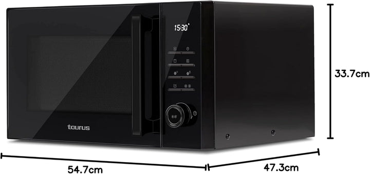 Taurus Laurent 25 Schwarz Digitale Mikrowelle, 25 L, 900 W, Grill 1000 W, 10 Stufen, Auftaufunktion,