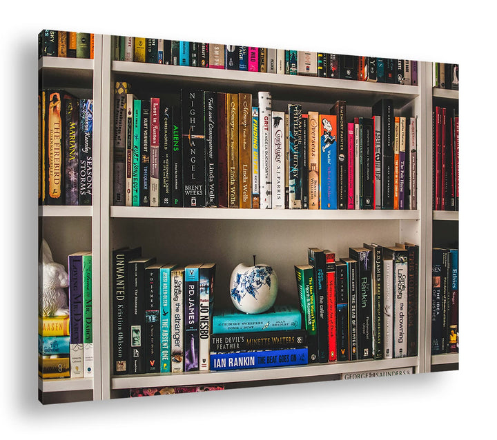 deyoli Rand volles Bücherregal Format: 80x60 cm als Leinwandbild, Motiv fertig gerahmt auf Echtholzr