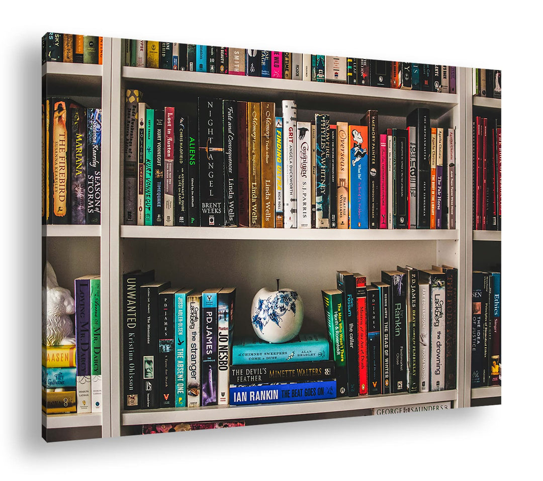 deyoli Rand volles Bücherregal Format: 80x60 cm als Leinwandbild, Motiv fertig gerahmt auf Echtholzr