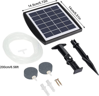 GuKKK Solar Sauerstoffpumpe, 2W Solar Teichbelüfter mit 2200mAh Akku, Solar Luftpumpe Aquarium Oxyge