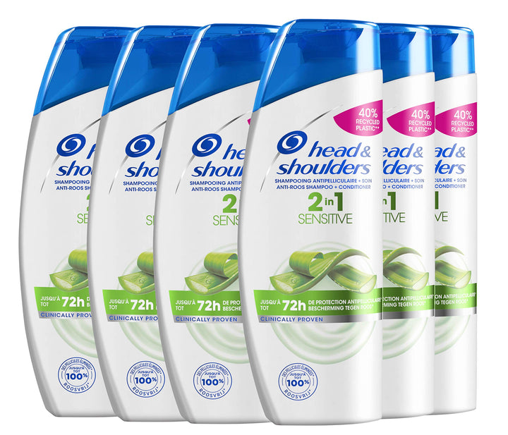 Head & Shoulders, Sensitive 2-in-1 Anti-Schuppen-Shampoo und -spülung, Aloe Vera, 2-in-1-Formel, 6 x