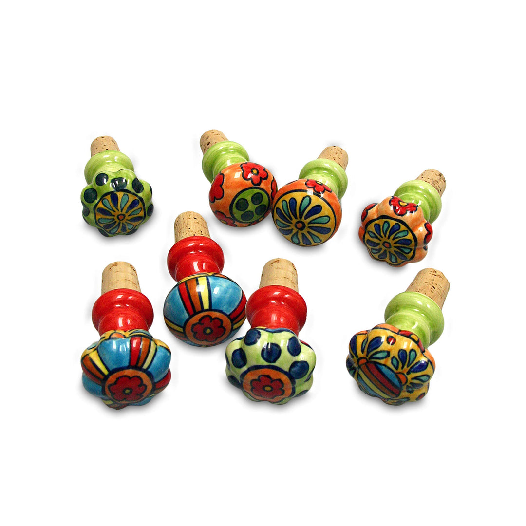 Flaschenkorken Weinkorken Flaschenverschluss Keramik mit Naturkorken Set/4 (GZ-2552), Gz-2552