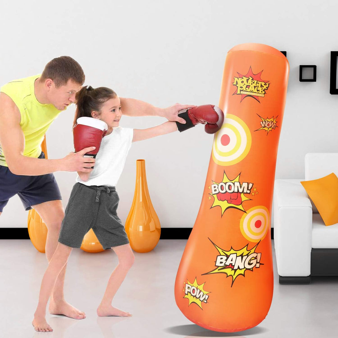 Novelty Place Kid's aufblasbarer Boxsack - 4 Fuss hoch Freistehender Buddy - Hit & Bounce Back Air B